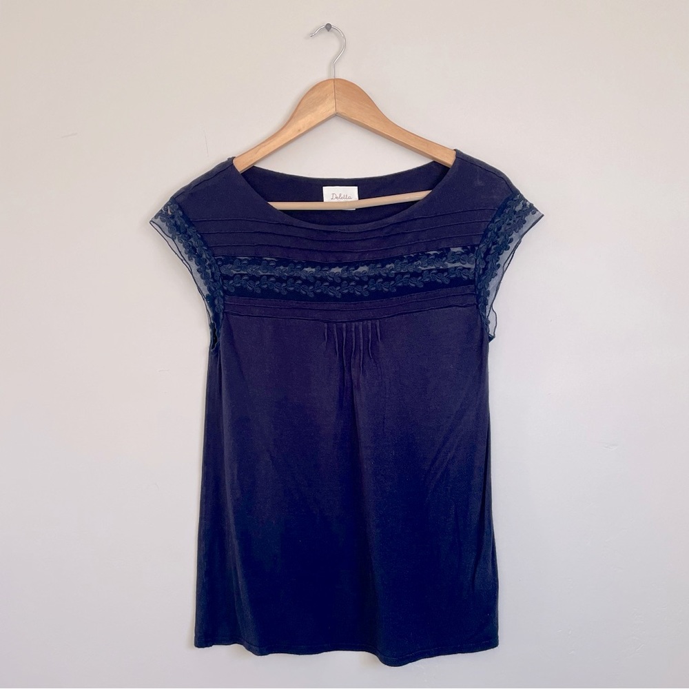Deletta Blue Tank Top Lace